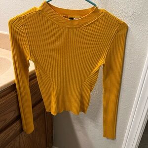 H&M Golden Yellow Ribbed Knit Sweater